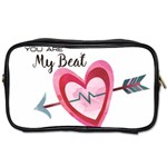 You Are My Beat / Pink And Teal Hearts Pattern (white)  Toiletries Bags 2-Side Front