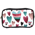 You Are My Beat / Pink And Teal Hearts Pattern (white)  Toiletries Bags 2-Side Back