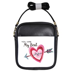 You Are My Beat / Pink And Teal Hearts Pattern (white)  Girls Sling Bags by FashionFling