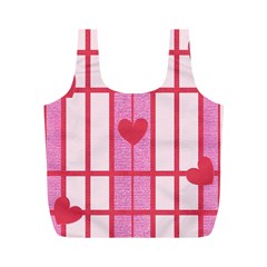 Fabric Magenta Texture Textile Love Hearth Full Print Recycle Bags (m)  by Nexatart