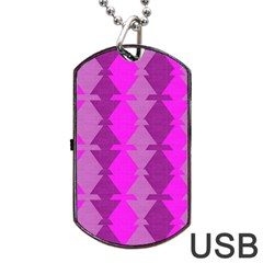 Fabric Textile Design Purple Pink Dog Tag Usb Flash (two Sides) by Nexatart