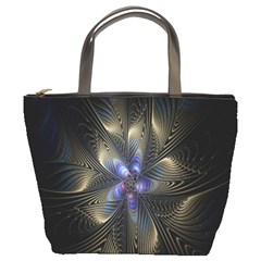 Fractal Blue Abstract Fractal Art Bucket Bags by Nexatart