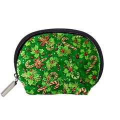 Green Holly Accessory Pouches (small)  by Nexatart