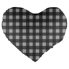 Gray Plaid Pattern Large 19  Premium Heart Shape Cushions by Valentinaart