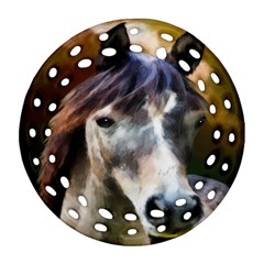 Horse Horse Portrait Animal Round Filigree Ornament (two Sides) by Nexatart