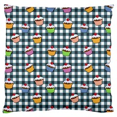 Cupcakes Plaid Pattern Large Cushion Case (one Side) by Valentinaart