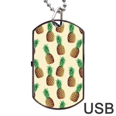 Pineapple Wallpaper Pattern Dog Tag Usb Flash (two Sides) by Nexatart