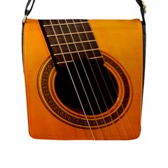 Vintage Guitar Acustic Flap Messenger Bag (l)  by Nexatart