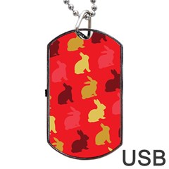 Hare Easter Pattern Animals Dog Tag Usb Flash (two Sides) by Amaryn4rt