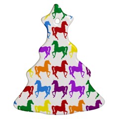 Colorful Horse Background Wallpaper Christmas Tree Ornament (two Sides) by Amaryn4rt