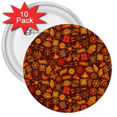 Pattern Background Ethnic Tribal 3  Buttons (10 Pack)  by Amaryn4rt