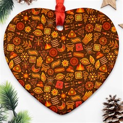 Pattern Background Ethnic Tribal Heart Ornament (two Sides) by Amaryn4rt