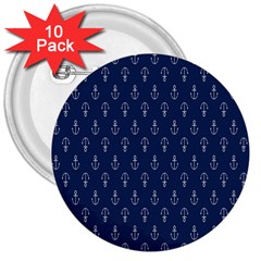 Anchor Pattern 3  Buttons (10 Pack)  by Amaryn4rt