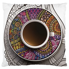 Ethnic Pattern Ornaments And Coffee Cups Vector Large Cushion Case (one Side) by Amaryn4rt