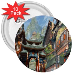 Japanese Art Painting Fantasy 3  Buttons (10 Pack)  by Amaryn4rt