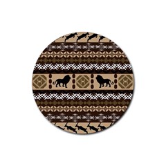 African Vector Patterns  Rubber Coaster (round)  by Amaryn4rt