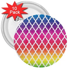 Colorful Rainbow Moroccan Pattern 3  Buttons (10 Pack)  by Amaryn4rt