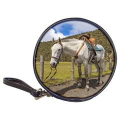 White Horse Tied Up At Cotopaxi National Park Ecuador Classic 20-cd Wallets by dflcprints