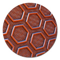 3d Abstract Patterns Hexagons Honeycomb Magnet 5  (round) by Amaryn4rt