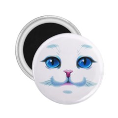 Cute White Cat Blue Eyes Face 2 25  Magnets by Amaryn4rt