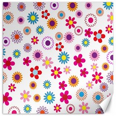 Colorful Floral Flowers Pattern Canvas 12  X 12   by Simbadda