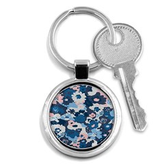 Fabric Wildflower Bluebird Key Chains (round)  by Simbadda