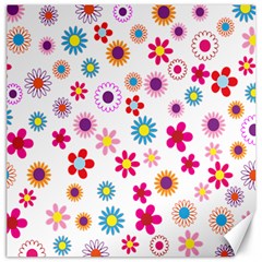 Colorful Floral Flowers Pattern Canvas 20  X 20   by Simbadda