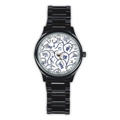 Fish Pattern Stainless Steel Round Watch by Simbadda