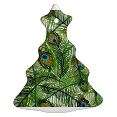 Peacock Feathers Pattern Christmas Tree Ornament (two Sides) by Simbadda