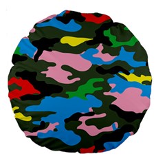 Rainbow Camouflage Large 18  Premium Round Cushions by boho