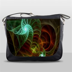 Art Shell Spirals Texture Messenger Bags by Simbadda