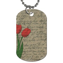 Vintage Tulips Dog Tag (two Sides) by Valentinaart