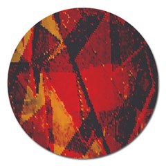 Surface Line Pattern Red Magnet 5  (round) by Simbadda