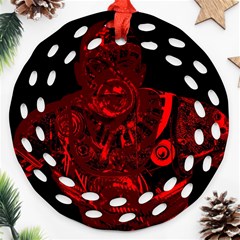 Warrior - Red Ornament (round Filigree) by Valentinaart