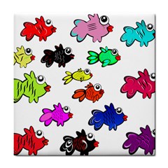 Fishes Marine Life Swimming Water Tile Coasters by Simbadda