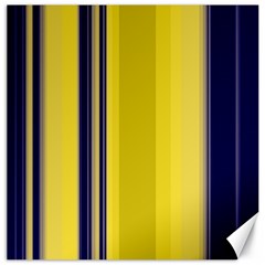 Yellow Blue Background Stripes Canvas 12  X 12   by Simbadda