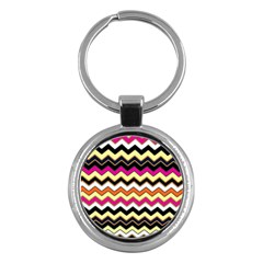 Colorful Chevron Pattern Stripes Pattern Key Chains (round)  by Simbadda