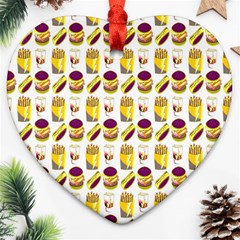 Hamburger And Fries Heart Ornament (two Sides) by Simbadda