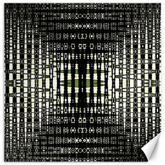 Interwoven Grid Pattern In Green Canvas 12  X 12   by Simbadda