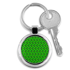 Green Abstract Art Circles Swirls Stars Key Chains (round)  by Simbadda