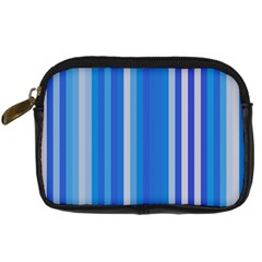 Color Stripes Blue White Pattern Digital Camera Cases by Simbadda