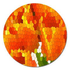 Mosaic Glass Colorful Color Magnet 5  (round) by Simbadda