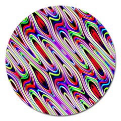 Multi Color Wave Abstract Pattern Magnet 5  (round) by Simbadda