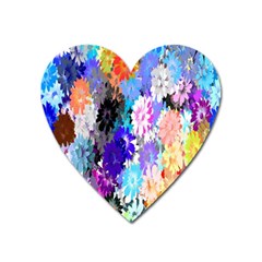 Flowers Colorful Drawing Oil Heart Magnet by Simbadda