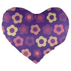 Floral Pattern Large 19  Premium Flano Heart Shape Cushions by Valentinaart