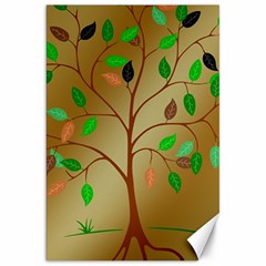 Tree Root Leaves Contour Outlines Canvas 20  X 30   by Simbadda