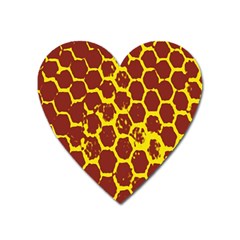 Network Grid Pattern Background Structure Yellow Heart Magnet by Simbadda