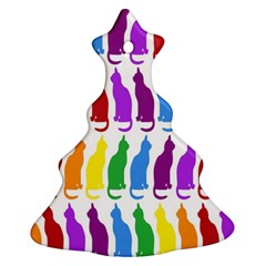 Rainbow Colorful Cats Wallpaper Pattern Christmas Tree Ornament (two Sides) by Simbadda