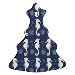 Seahorse And Shell Pattern Ornament (christmas Tree)  by Simbadda