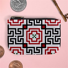 Vintage Style Seamless Black, White And Red Tile Pattern Wallpaper Background Mini Coin Purses by Simbadda